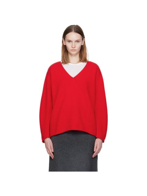 Red Cerin Deep V-Neck Sweater