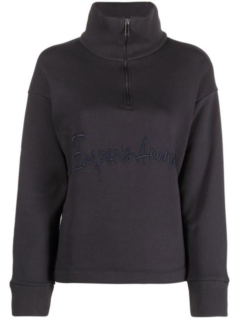 logo-embroidered quarter-zip sweatshirt
