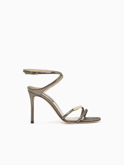 HEELED SANDALS IN SPARKLING NUBUCK
