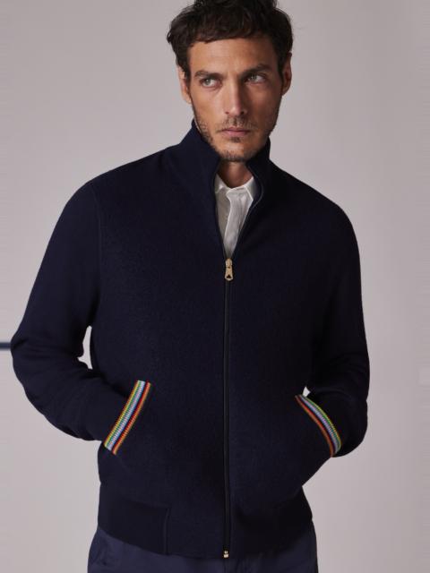Navy 'Signature Stripe' Merino Wool Knitted Jacket