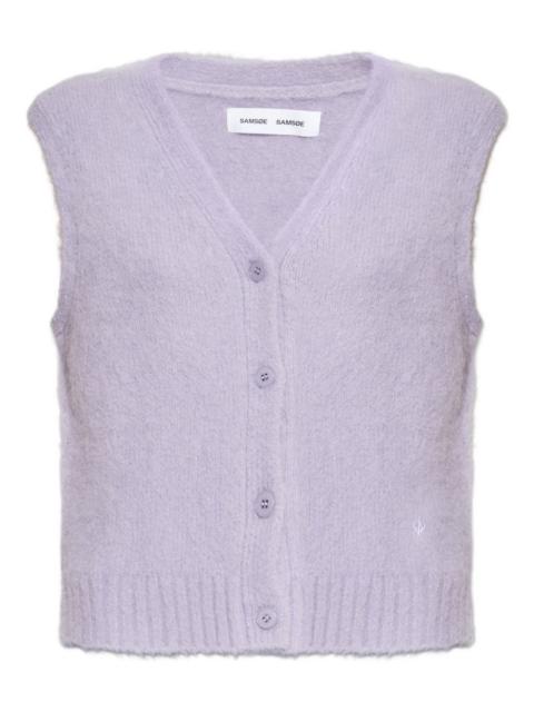 buttoned V-neck knitted vest