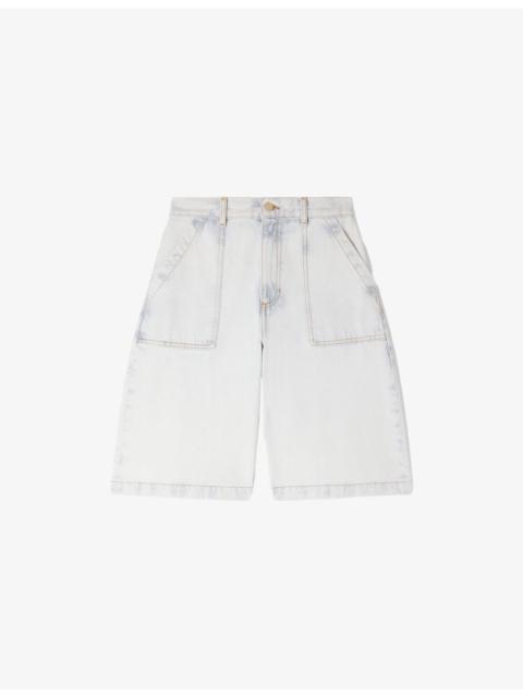 Straight-Leg Faded-Wash Denim Bermuda Shorts