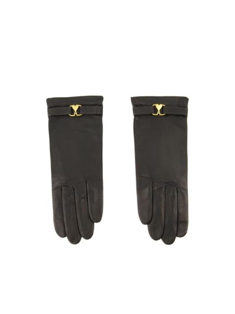 heart-buckle leather gloves