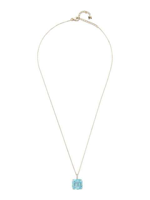 14kt Yellow Gold Asscher cut Blue topaz Necklace blue