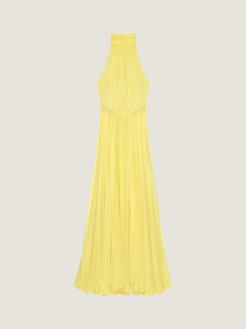 HALTERNECK EVENING DRESS IN SILK CHIFFON WITH BOW DETAIL