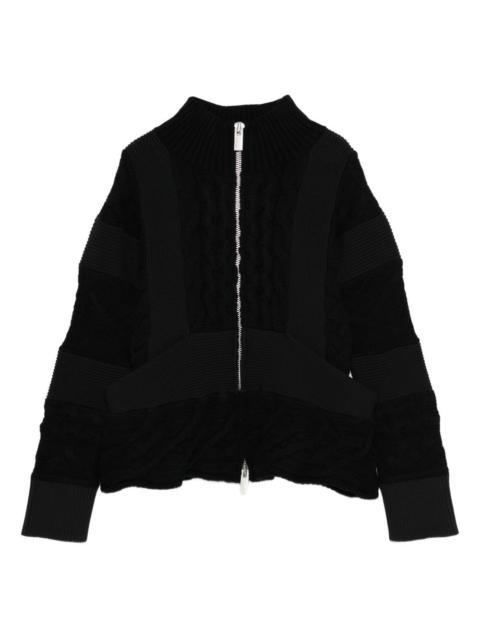 cable-knit zip-front cardigan