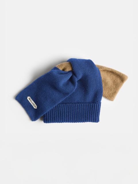 KNOTTED BEANIE HAT IN NAVY