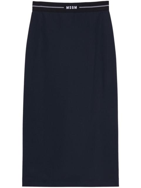 logo-waistband midi skirt