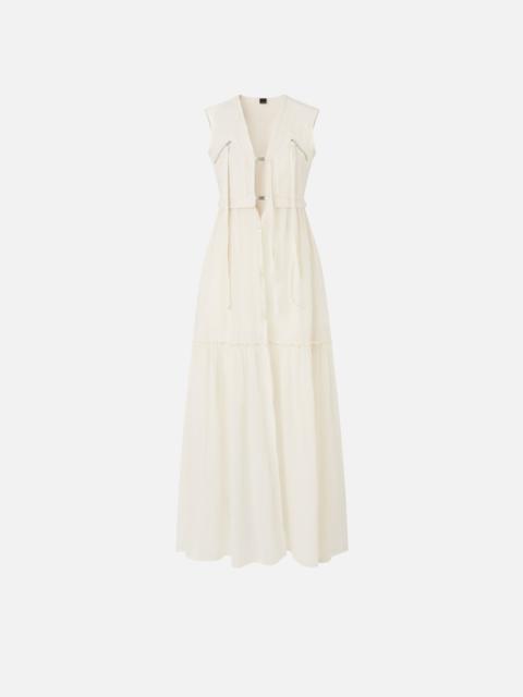 LONG COTTON DRESS WITH SLEEVELESS UTILITY VEST