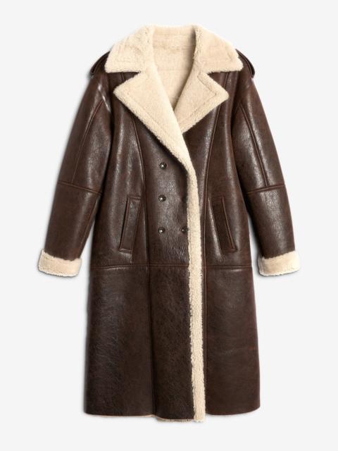 Leather Shearling Coat in Brown