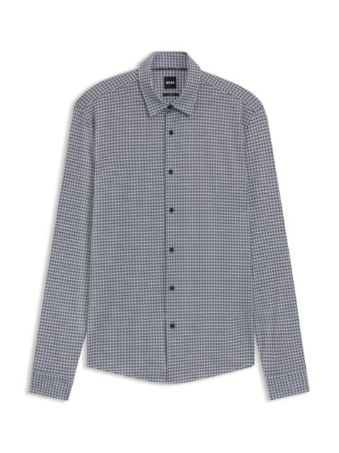 SLIM-FIT SHIRT IN PRINTED FLEX-WEAVE FABRIC