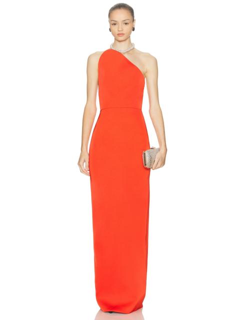 Asymmetric Cut Strapless Gown