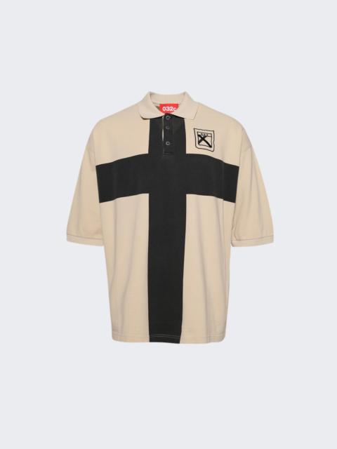 Fainting Cross Oversized Polo Shirt Sand
