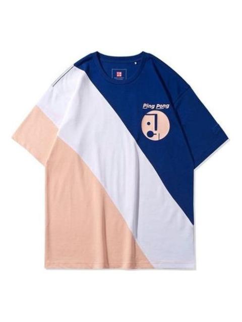 Li-Ning Paris fashion week SS20 Series Colorblock Short Sleeve 'Navy Blue White Pink' AHSQ281-1