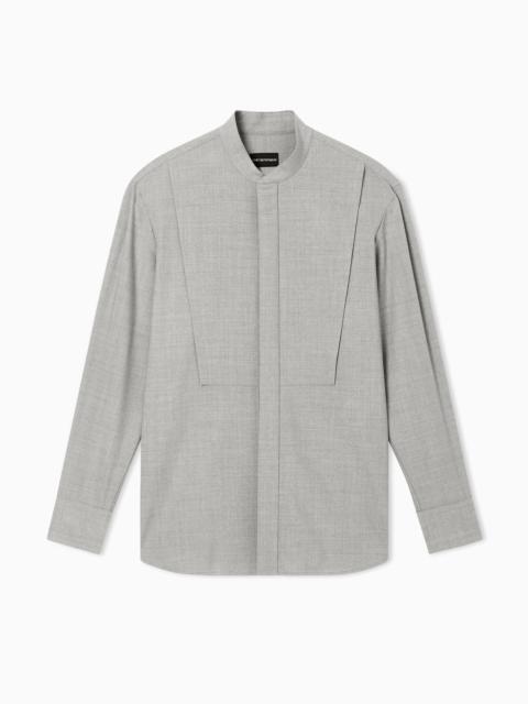 GURU-COLLAR SHIRT IN SOFT-FINISH VIRGIN-WOOL CANVAS