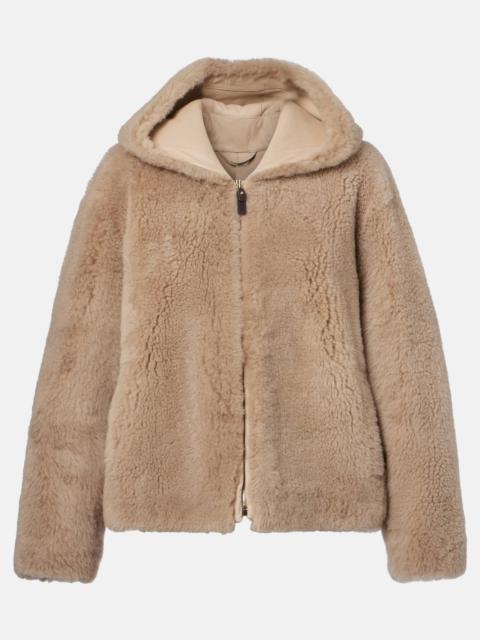 Sole hooded shearling jacket