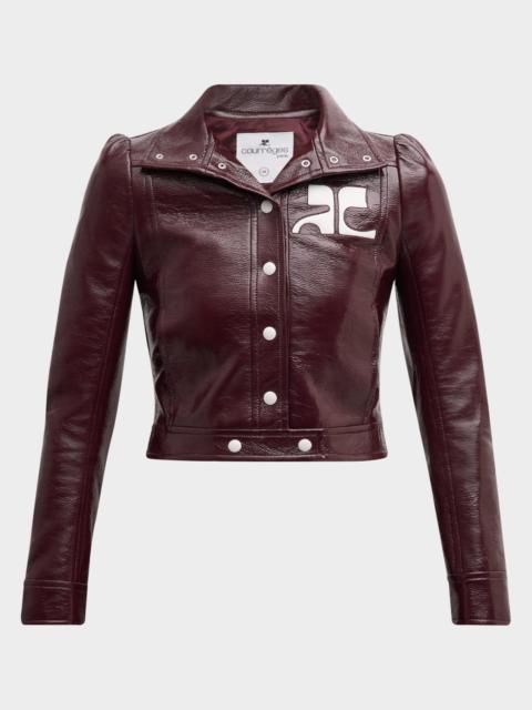 Textured Vinyl Crop Jacket