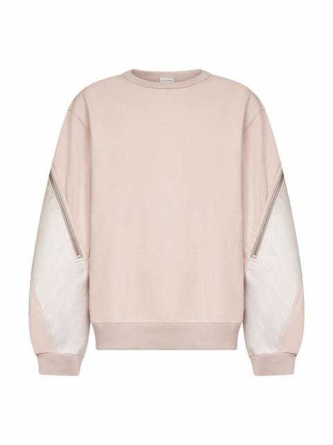 Pink contrasting panels crewneck sweatshirt