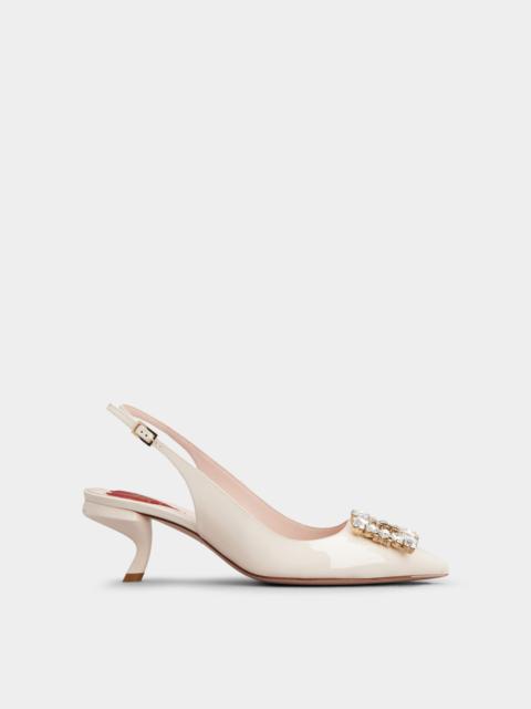 Virgule Strass Buckle Slingback Pumps in Patent Leather