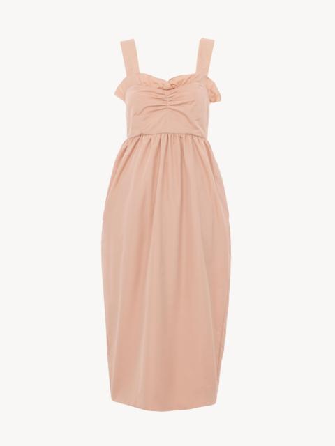 SLEEVELESS FITTED MIDI DRESS IN TECHNICAL TAFFETA