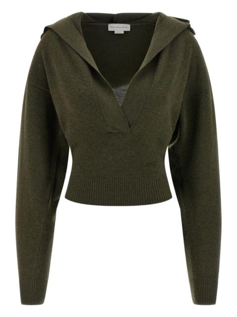 hooded V-neck sweater