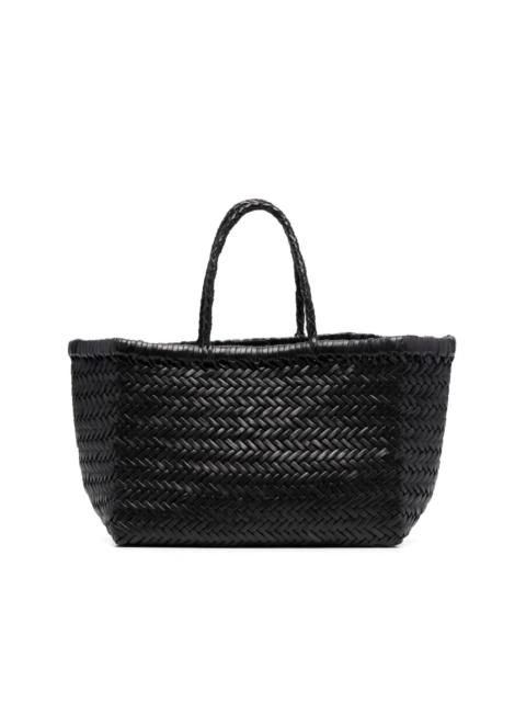 Triple Jump Small woven leather tote