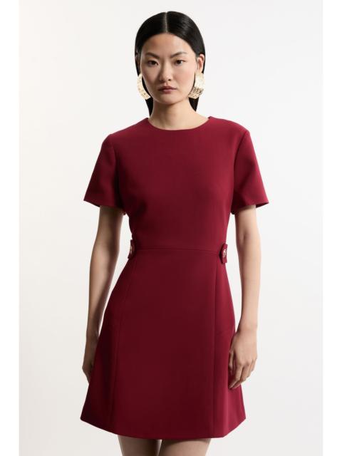 Petite Compact Stretch Essential Waist Tab Detail Tailored Mini Dress