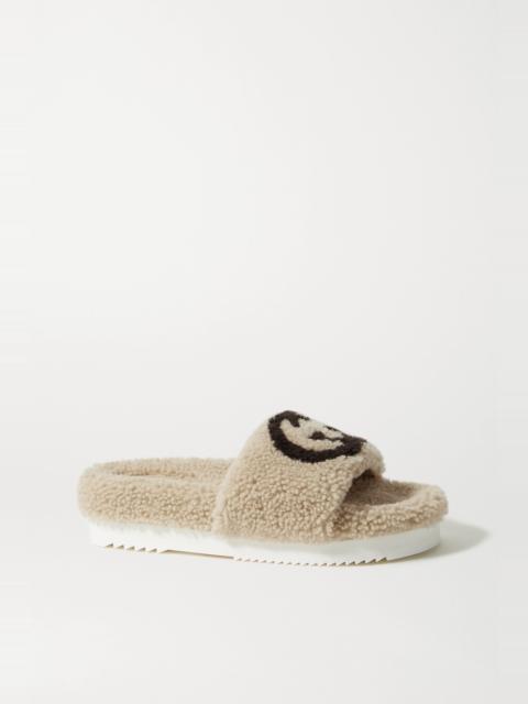 Eileen logo-print shearling slides