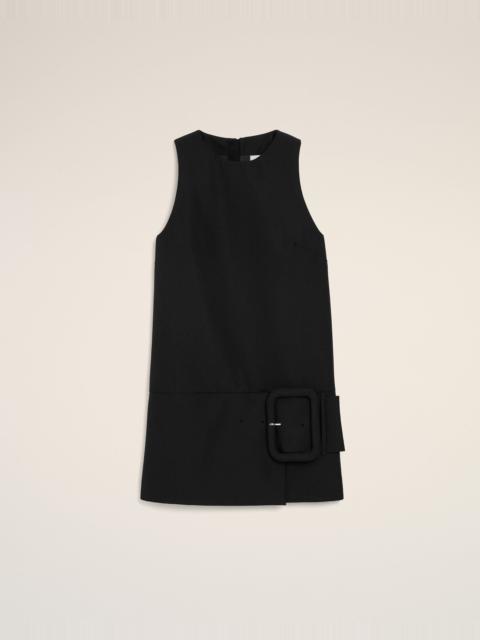 BLACK NEW WOOL BELTED MINI DRESS