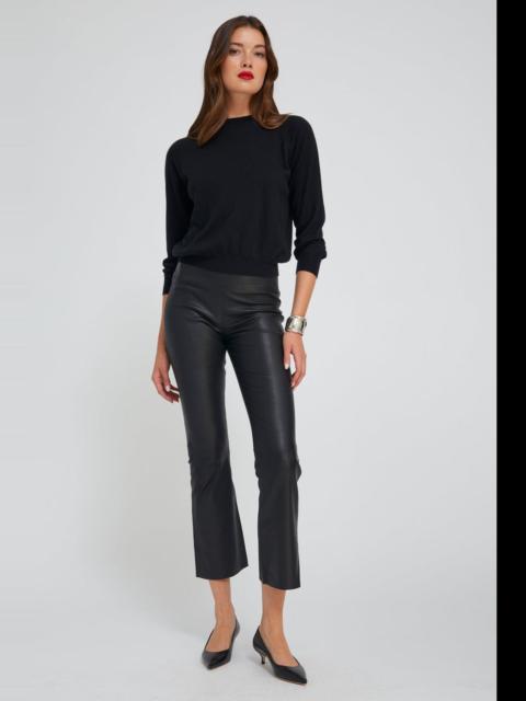 BLACK LEATHER ANKLE FLARE