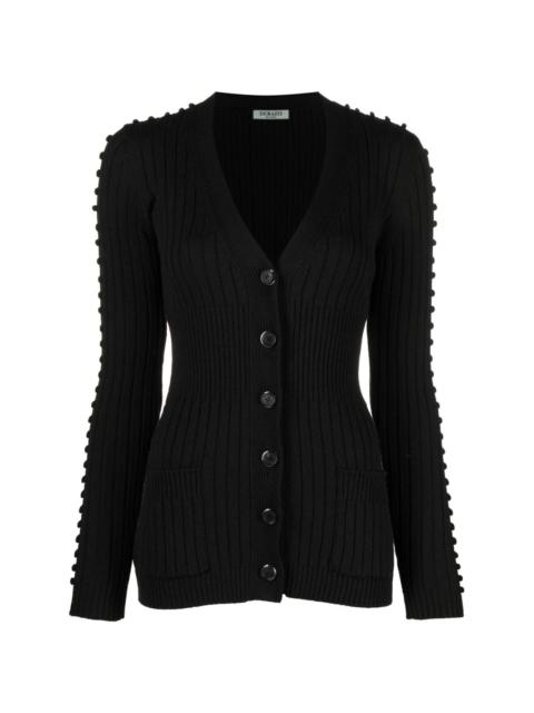 V-neck ribbed cardigan