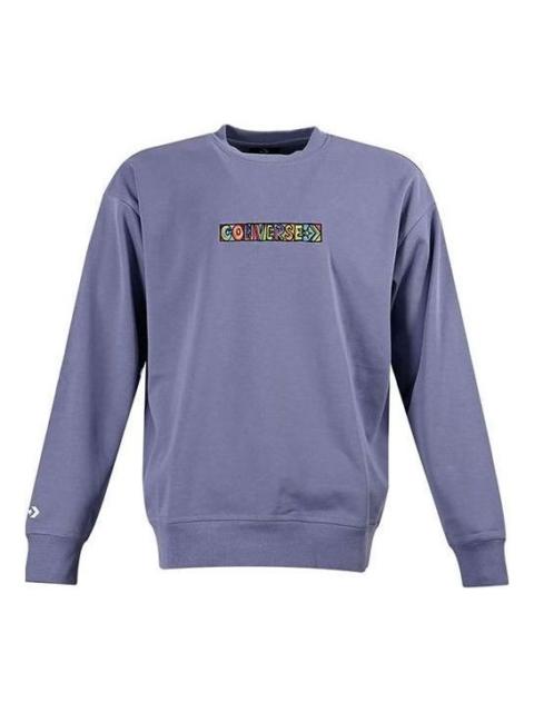 Converse Embroidered Workmark Fleece Crew 'Purple' 10023777-A02