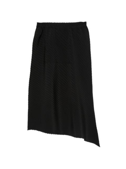 pleated asymmetric midi skirt