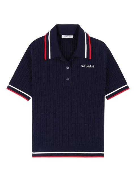 cable-knit polo top