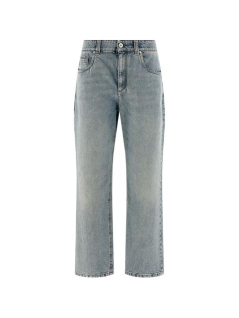 high-waist cotton jeans