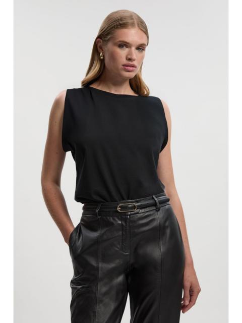 Cotton Detail Short Sleeve Ruched Tshirt