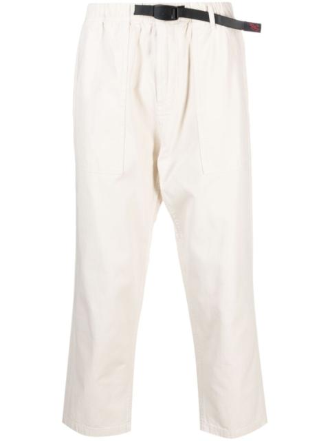 buckle-fastening cotton cropped trousers