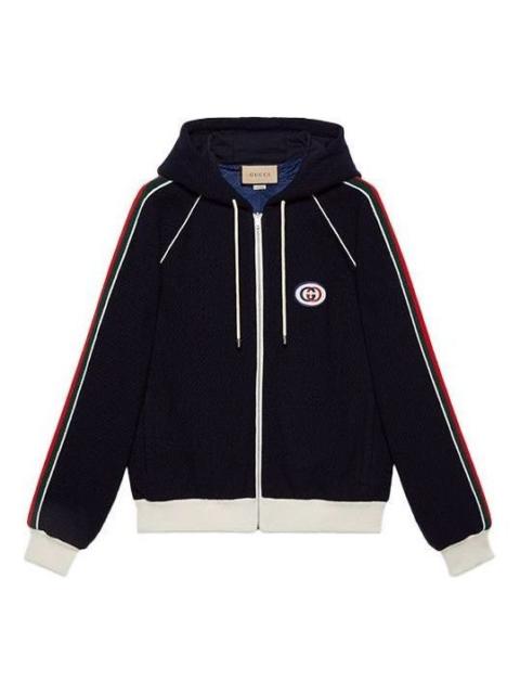 Gucci Wool Jersey Jacket With Web 'Blue' 673290-XJDUW-4548