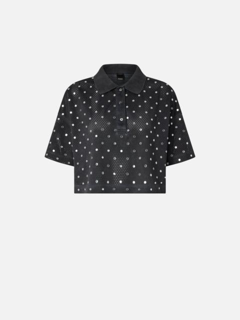 CROPPED MESH POLO SHIRT WITH MIRROR DETAIL