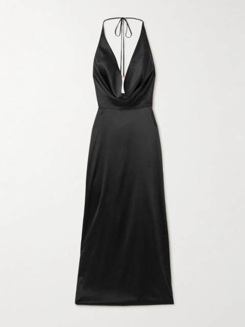 Carla Draped Silk-blend Satin Halterneck Maxi Dress