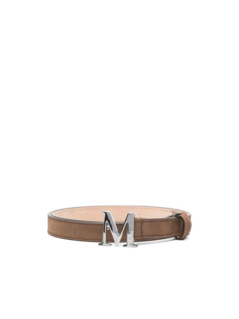 logo-buckle suede belt