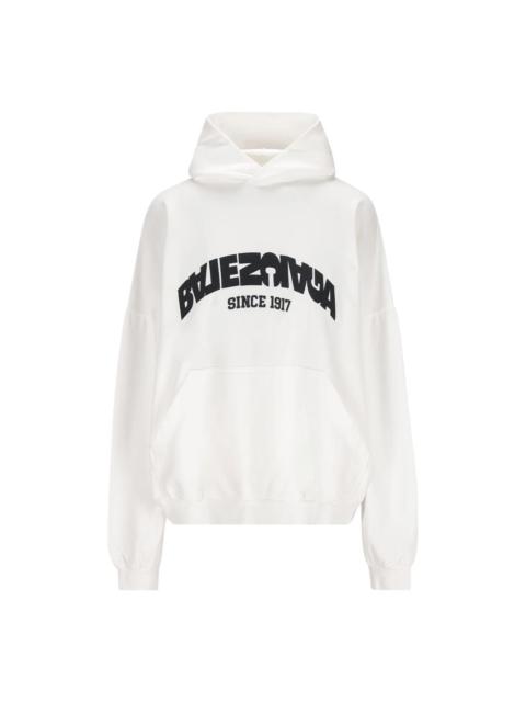 Balenciaga Back Flip Round Hoodie Oversized 'White Black' 761458TPVG19040