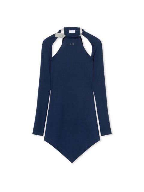 Heavy Jersey Silver Tie Mini Dress