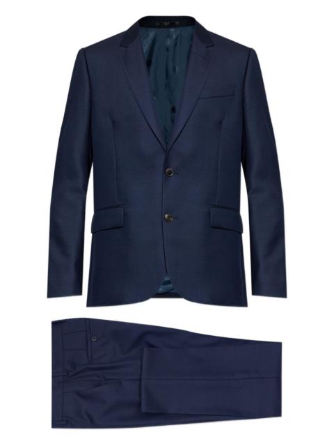 buttoned blue suit