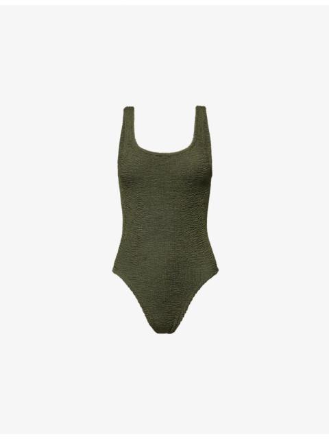 Square-Neck Seersucker Swimsuit