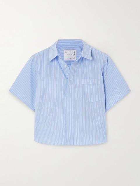 Cropped poplin shirt Light blue
