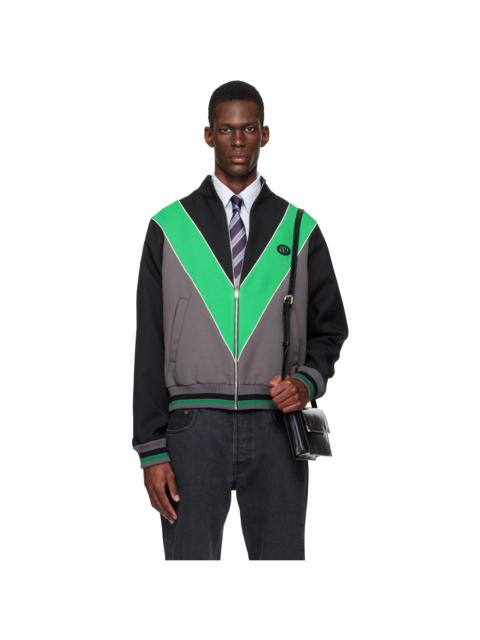 Black & Green Inlaid V Track Jacket