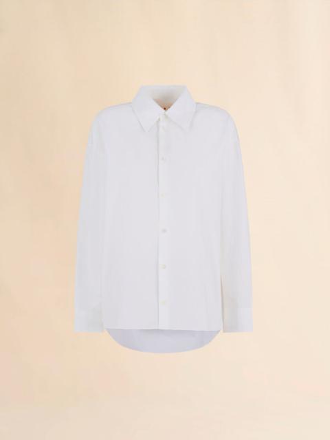 WHITE ORGANIC POPLIN SHIRT WITH GATHERED BACK