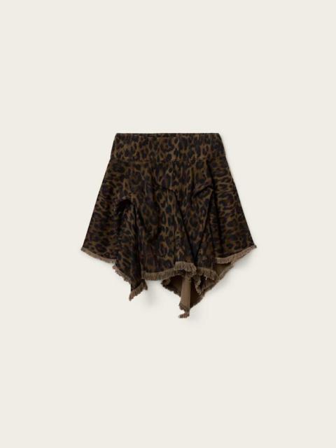 CRISSY LEOPARD PRINT DENIM MINI SKIRT
