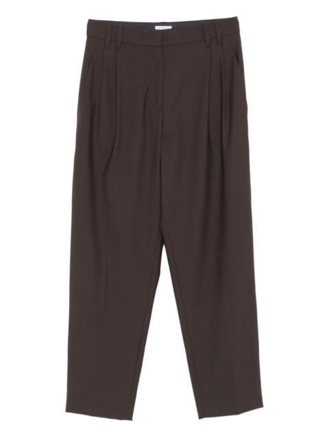 pleated wool straight trousers